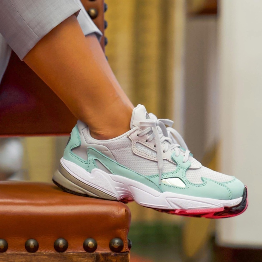 Adidas Falcon Mint and White Sneakers